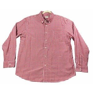 Dockers Button Down Men’s Shirt Size XL Red White Checkered Collared Long Sleeve